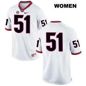 Women's Georgia Bulldogs NCAA #51 David Marshall Nike Stitched White Authentic No Name College Football Jersey VCF7254NC